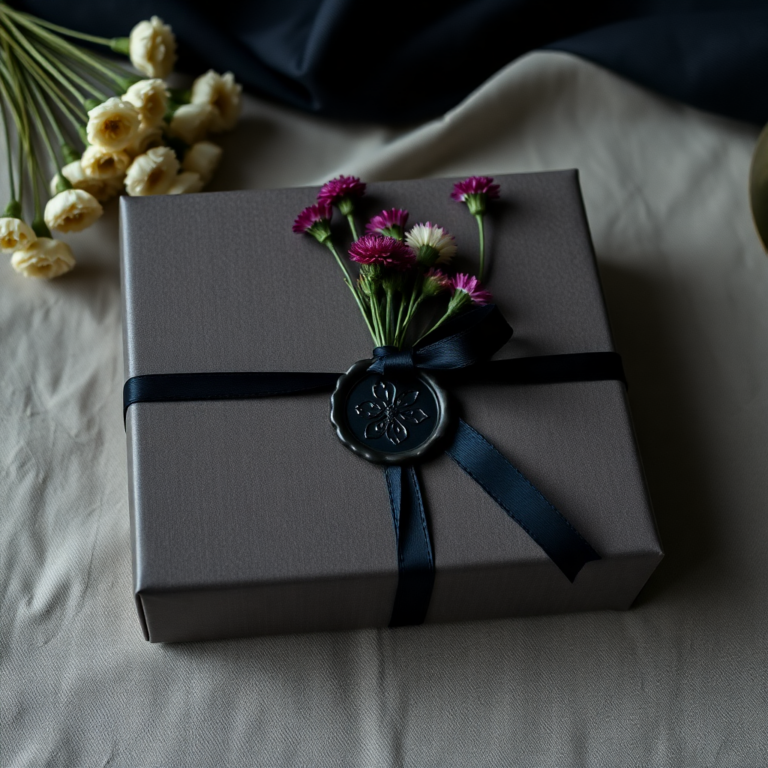 Nocturnal Ceremony: Dunkle Geschenkverpackung mit Wachssiegel